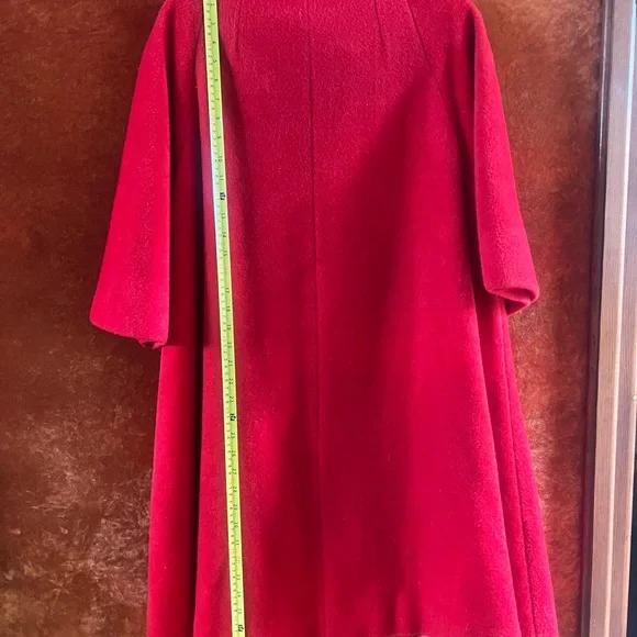 Lili Anne Red Wool mohair Swing Coat with Funnel Collar - Picture 5 of 15
